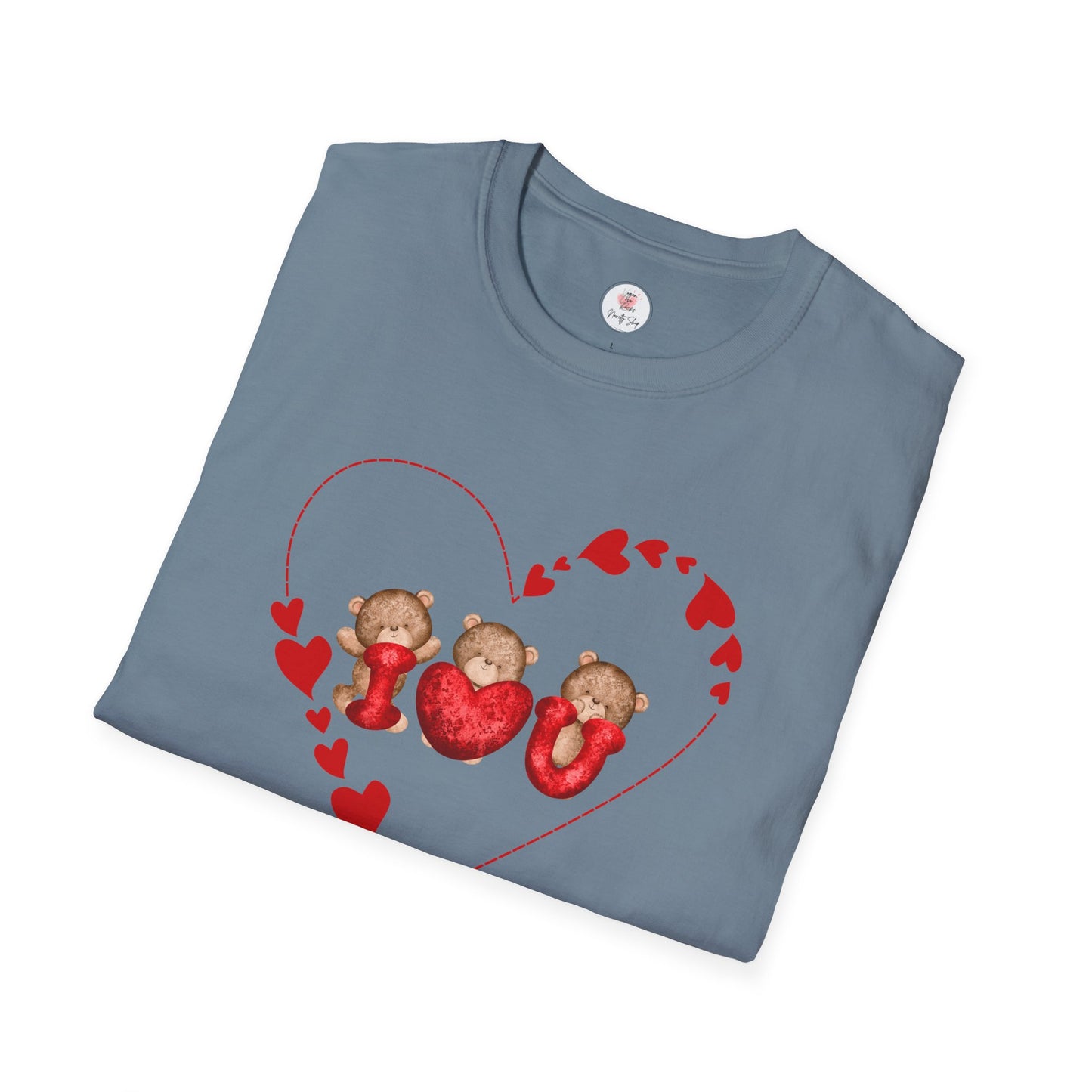 Valentine Teddy Trio Heart T-Shirt – I Love You Cute Bears Valentine Tee