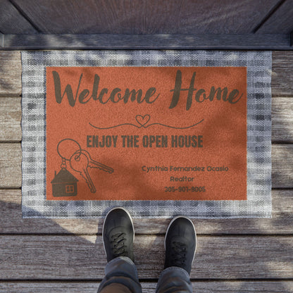 Doormat — "Welcome Home" Realtor Open House Personalized Coir Doormat