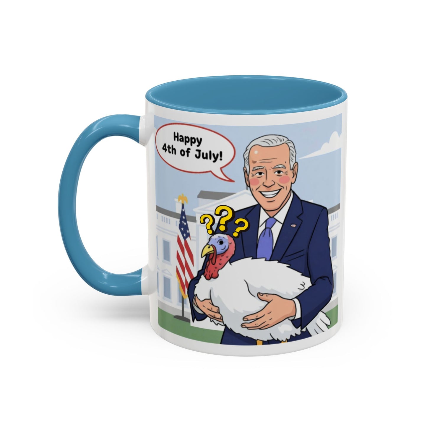 Fourth of July Presidential Turkey Mug - Patriotic Holiday Coffee Cup (11 oz & 15oz)