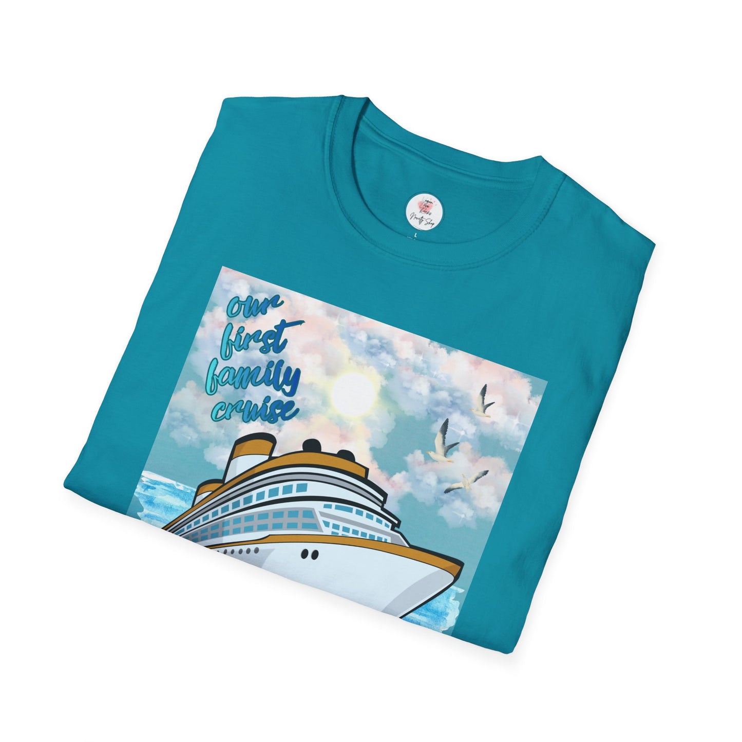 Cruise Ship Tee — "Our First Family Cruise" Adult T-Shirt