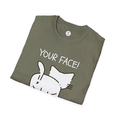 Minimalist 'Your Face' Cat Butt T-Shirt — Funny Cat Lover Tee