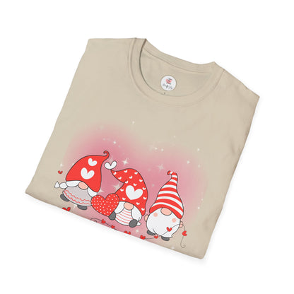 Valentine Gnome Trio T-Shirt — Cute Hearts & Cozy Valentine Gnomes Tee