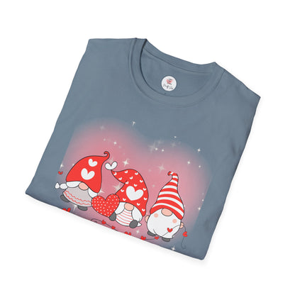 Valentine Gnome Trio T-Shirt — Cute Hearts & Cozy Valentine Gnomes Tee