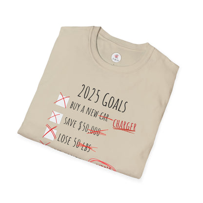2025 Goals Funny Checklist T-Shirt — Sarcastic New Year Resolution Tee