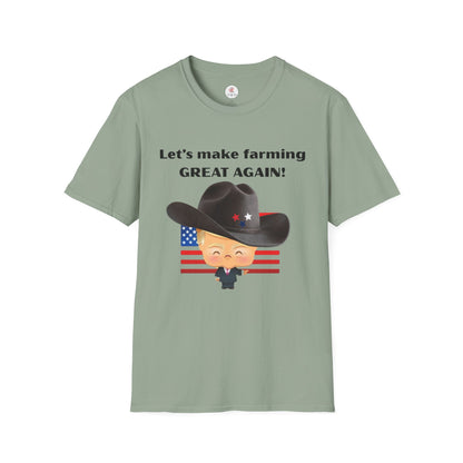 Let's Make Farming Great Again T-Shirt — Patriotic Cowboy Trump Farming Tee