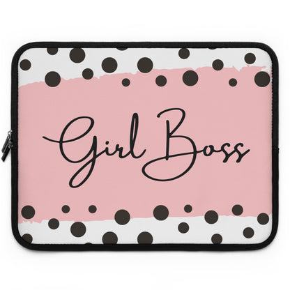 Girl Boss Pink Polka Dot Laptop Sleeve