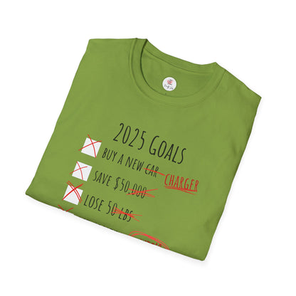 2025 Goals Funny Checklist T-Shirt — Sarcastic New Year Resolution Tee
