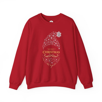 Silver and Gold Holiday 'Merry Christmas'  Gnome Crewneck Sweatshirt