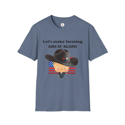 Let's Make Farming Great Again T-Shirt — Patriotic Cowboy Trump Farming Tee