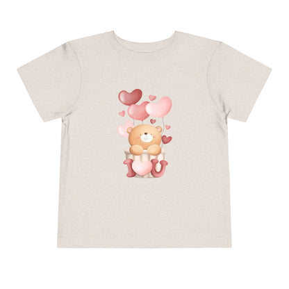 Toddler Tee — Cute Bear with Hearts and "I  Heart U"  T-Shirt