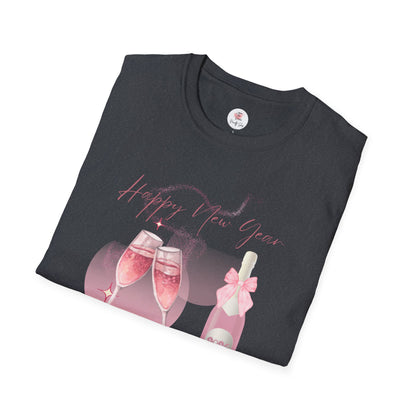 New Year Pink Champagne T-Shirt — "Happy New Year" Celebration Tee
