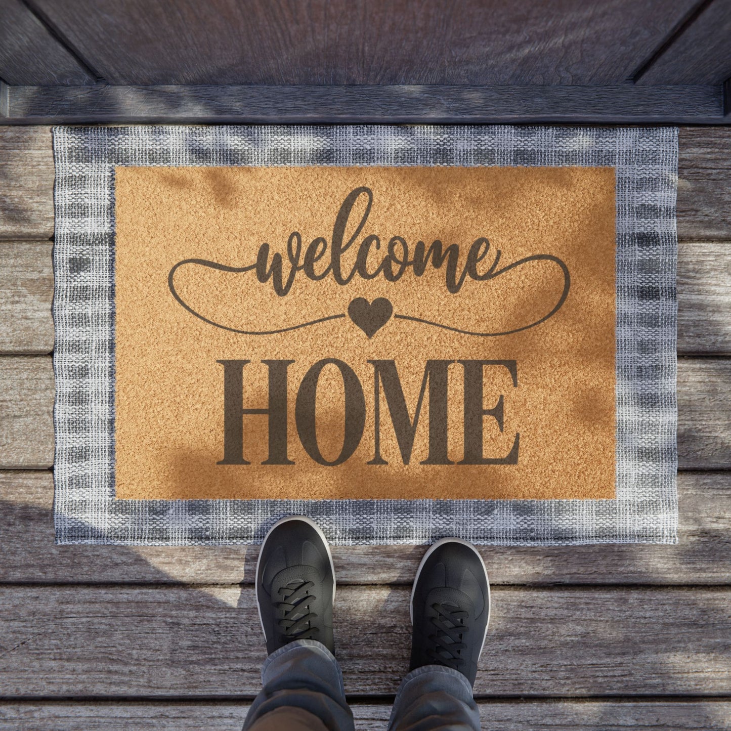 Welcome Home Doormat – Cozy, Heart Accent Entryway Mat