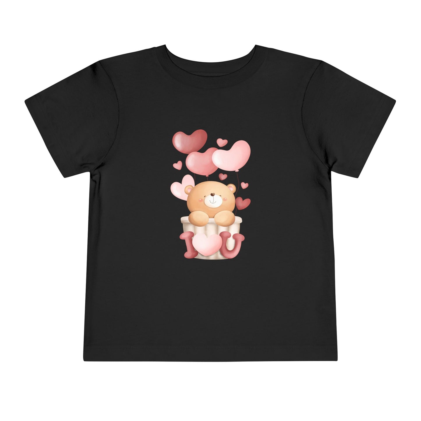 Toddler Tee — Cute Bear with Hearts and "I  Heart U"  T-Shirt