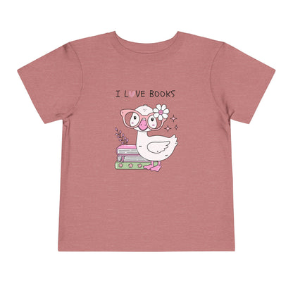 Toddler Tee — Cute Duck "I Love Books" Reading Shirt for Kids