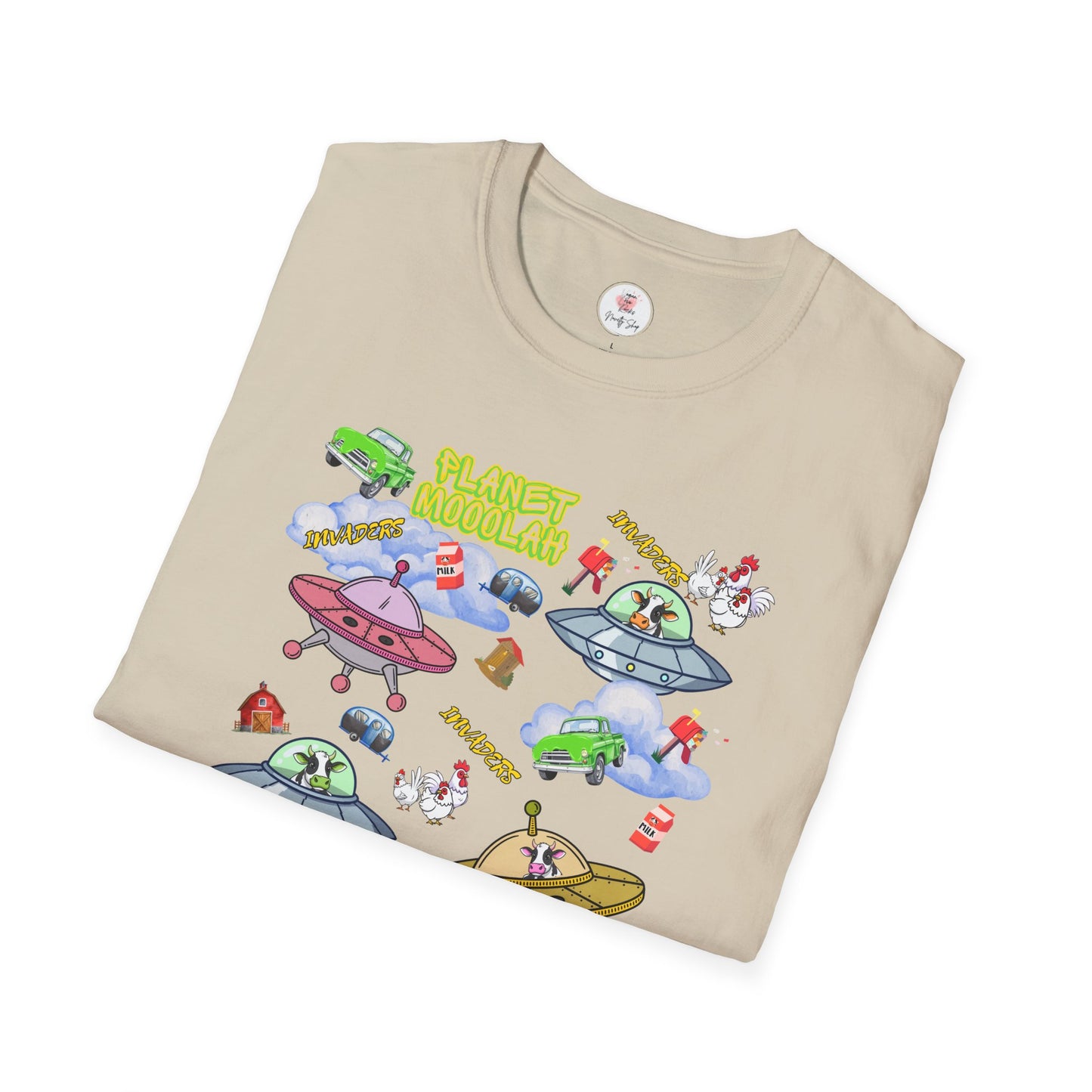 Planet Mooolah Game T-Shirt — Cute Colorful Spaceship Casino Graphic Tee