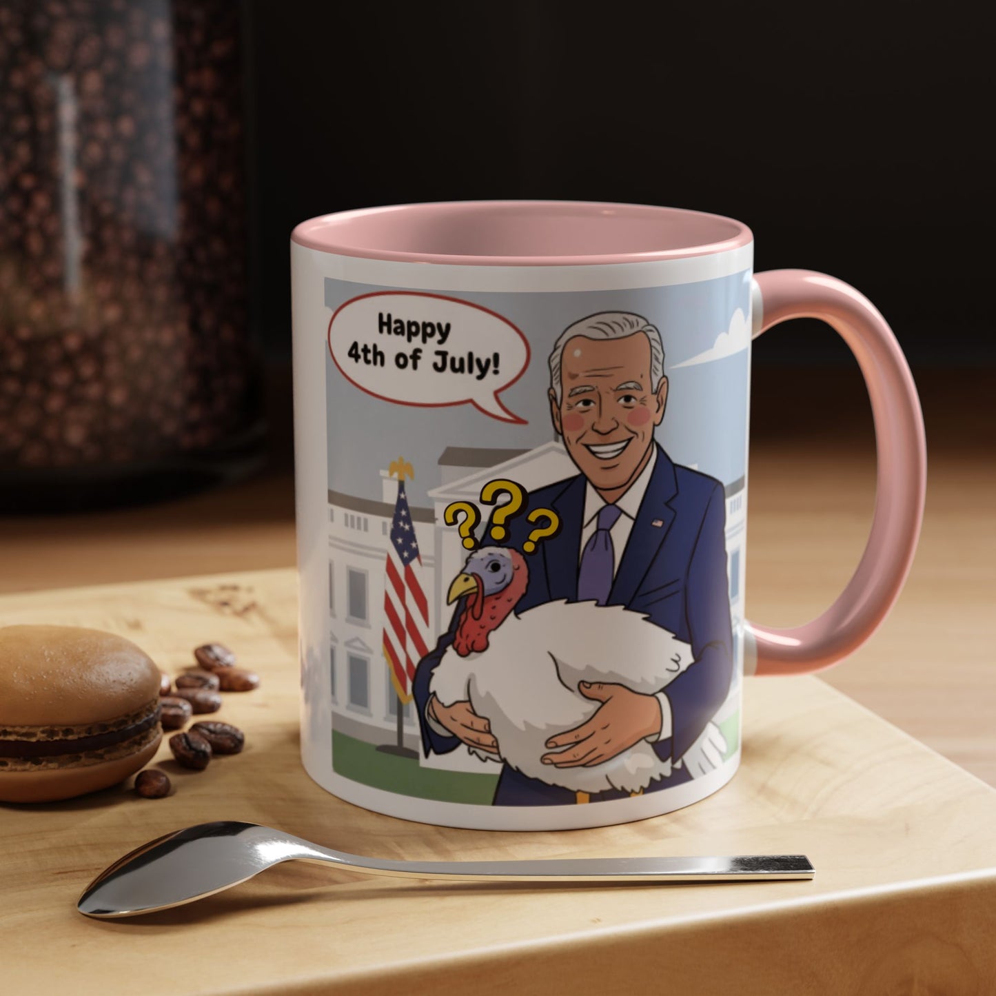 Fourth of July Presidential Turkey Mug - Patriotic Holiday Coffee Cup (11 oz & 15oz)
