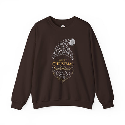 Silver and Gold Holiday 'Merry Christmas'  Gnome Crewneck Sweatshirt