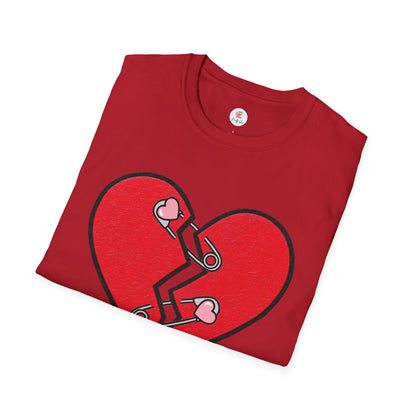 Mended Broken Heart T-Shirt —  Cracked Heart with Safety Pins Graphic