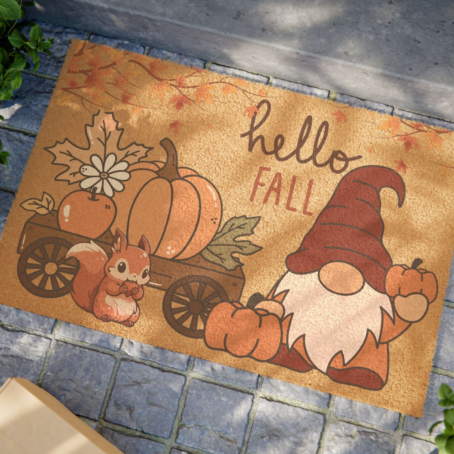 Hello Fall Gnome Doormat - Cute Autumn Welcome Mat