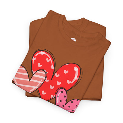 Valentine Heart Trio T-Shirt — Cute Pink & Red Hearts Tee