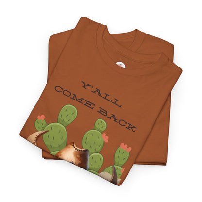 Cowboy Gnome T‑Shirt – "Y'all Come Back" Western Cactus Graphic Tee