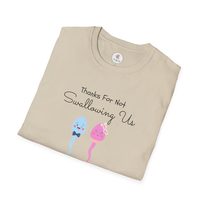 Mother’s Day Twins T-Shirt — “Thanks For Not Swallowing Us” Cute Sperm Cartoon Tee