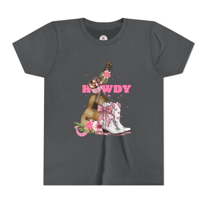 Howdy Pink Cowboy Boots & Guitar Youth Tee — Cute Western T-Shirt