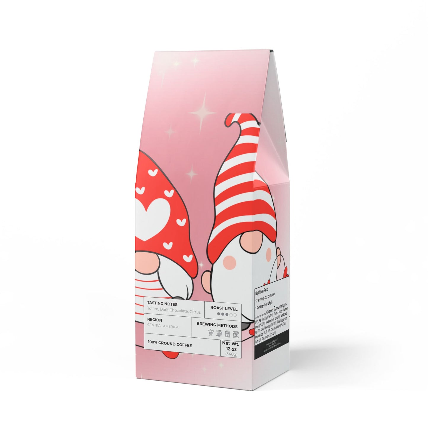Rock Creek Coffee Blend (Medium Roast) 3 Gnomes Celebrating Love - Coffee Packaging