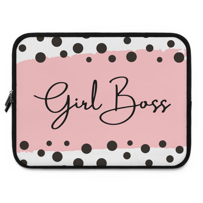 Girl Boss Pink Polka Dot Laptop Sleeve