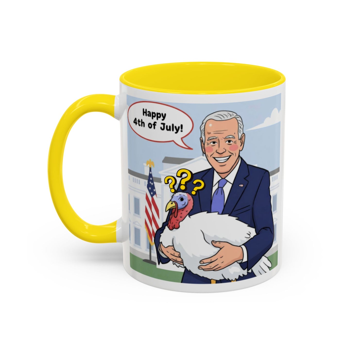 Fourth of July Presidential Turkey Mug - Patriotic Holiday Coffee Cup (11 oz & 15oz)