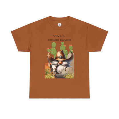 Cowboy Gnome T‑Shirt – "Y'all Come Back" Western Cactus Graphic Tee