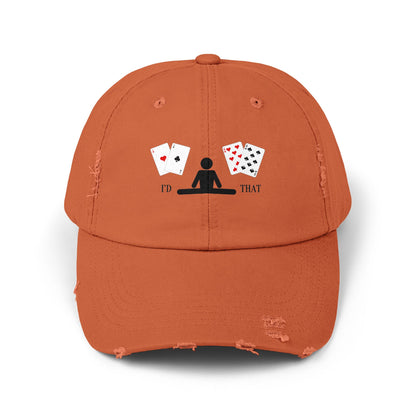 Blackjack Distressed Cap — 'I'd Split That' Card Dealer Graphic Baseball Cap