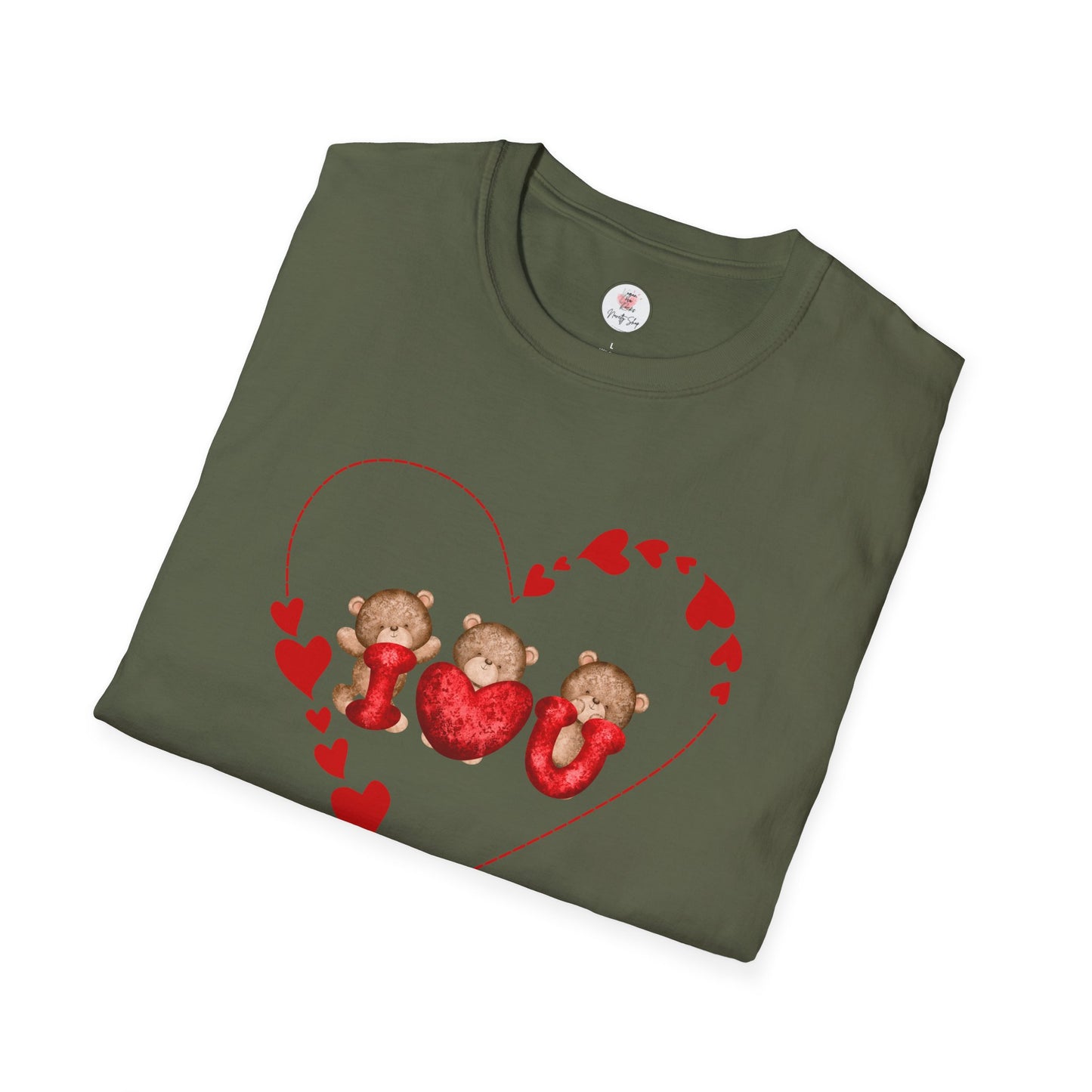 Valentine Teddy Trio Heart T-Shirt – I Love You Cute Bears Valentine Tee