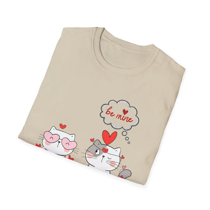 Valentine Cat Couple T-Shirt — "Be Mine" Cute Heart Kittens Tee