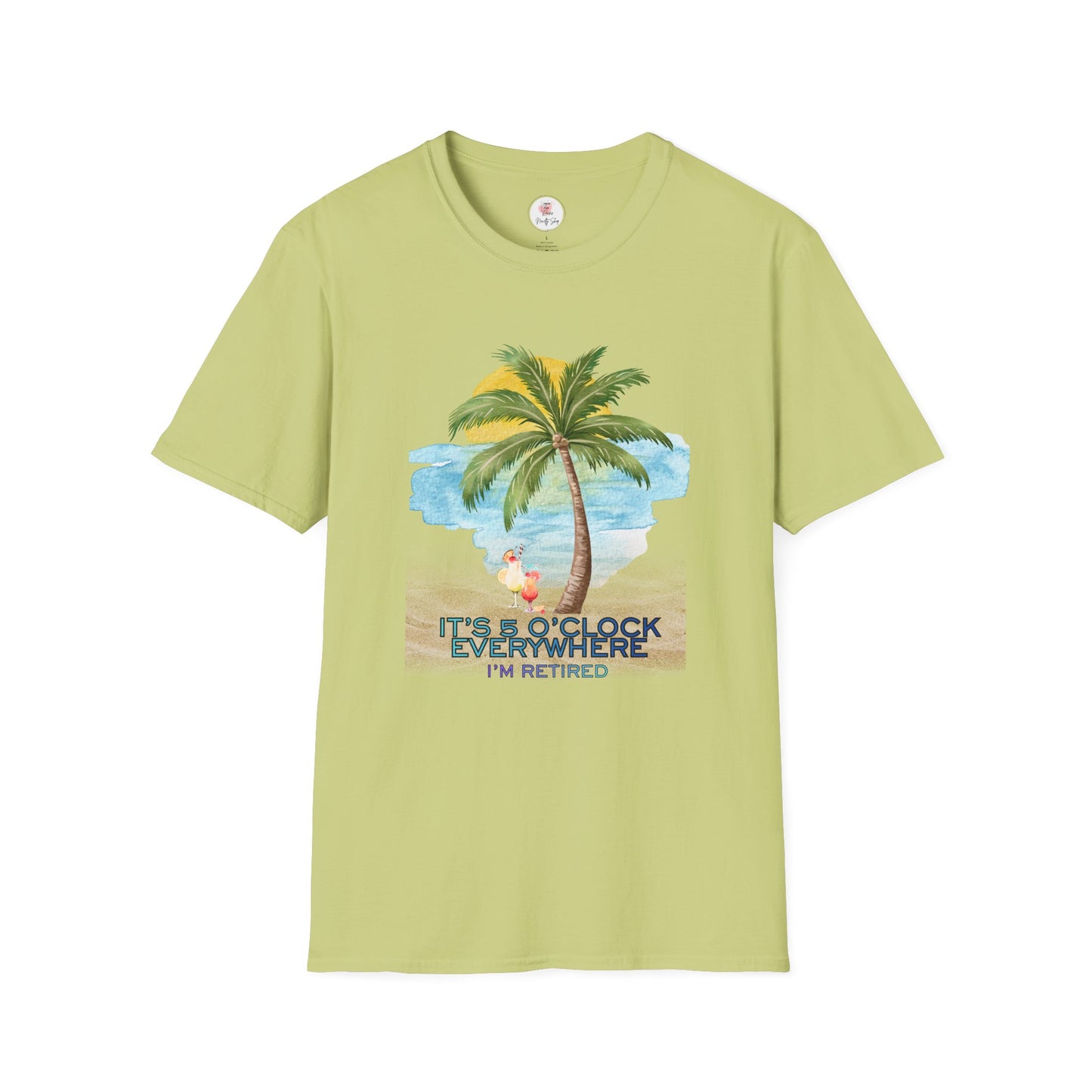 Retirement T-Shirt — "It's 5 O'Clock Everywhere" Tropical Vacation Tee