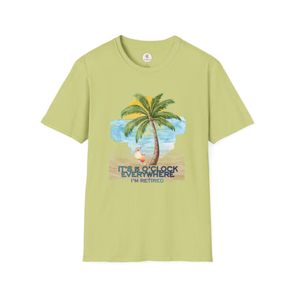 Retirement T-Shirt — "It's 5 O'Clock Everywhere" Tropical Vacation Tee