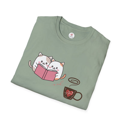 Cute Cats, Books, and Coffee T-Shirt