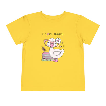 Toddler Tee — Cute Duck "I Love Books" Reading Shirt for Kids