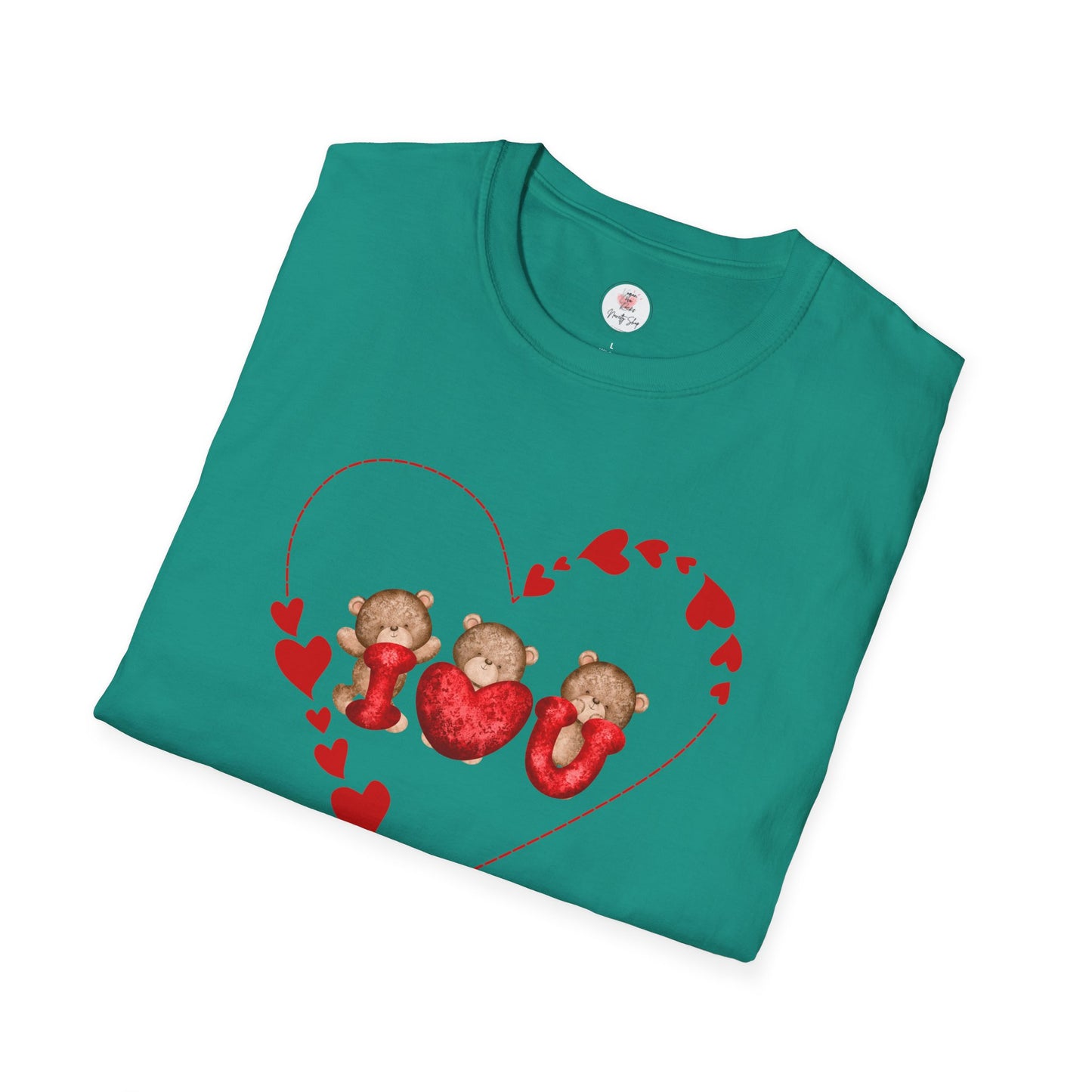 Valentine Teddy Trio Heart T-Shirt – I Love You Cute Bears Valentine Tee