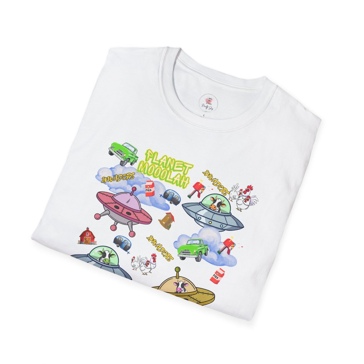 Planet Mooolah Game T-Shirt — Cute Colorful Spaceship Casino Graphic Tee