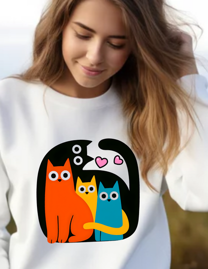 Colorful Cat Lovers Artsy Sweatshirt