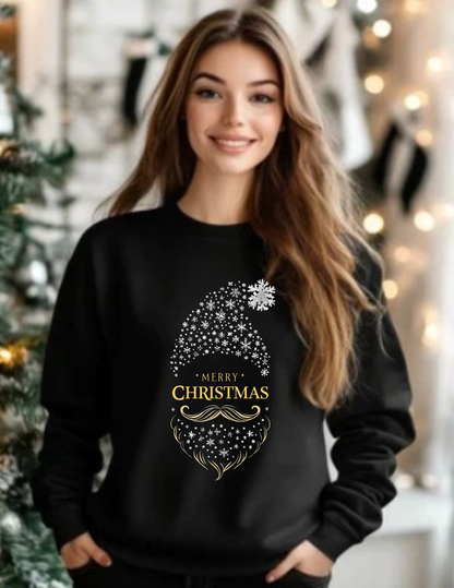 Silver and Gold Holiday 'Merry Christmas'  Gnome Crewneck Sweatshirt