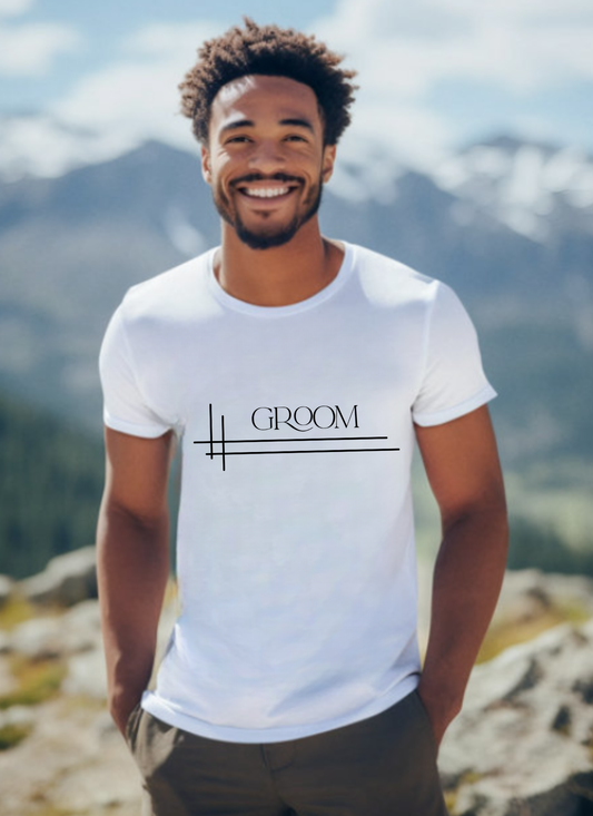 Groom Elegant and Minimalist Wedding T‑Shirt