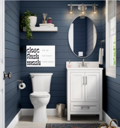 Bathroom Canvas Wall Art — "Close The Lid • Flush The Toilet • Wash Your Hands"