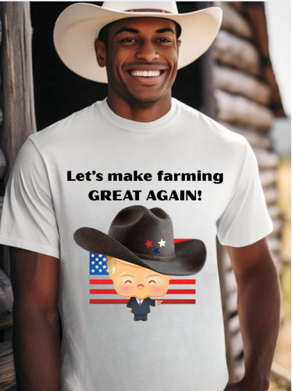 Let's Make Farming Great Again T-Shirt — Patriotic Cowboy Trump Farming Tee