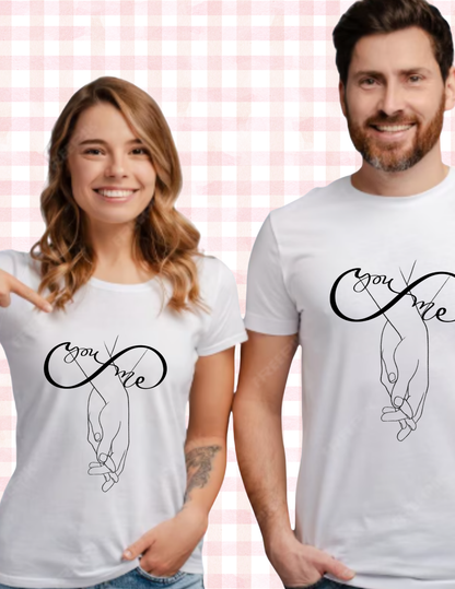 You + Me Infinity T-Shirt — Minimal Couple Line Art Tee