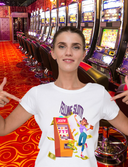 Feeling Lucky Slot Machine T-Shirt — 'Feeling Slotty' Casino Jackpot Tee