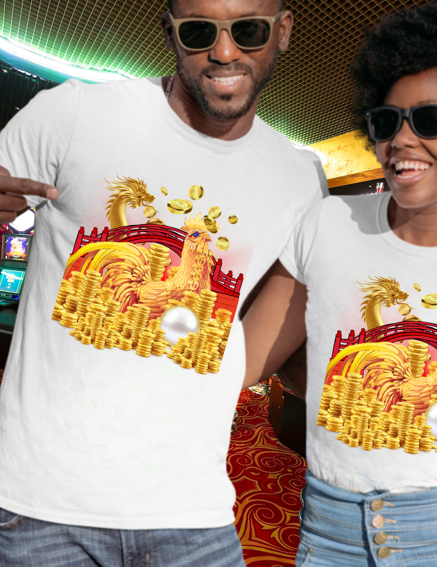 Prosperity Dragon Link T-Shirt — Gold Coins & Fortune Design
