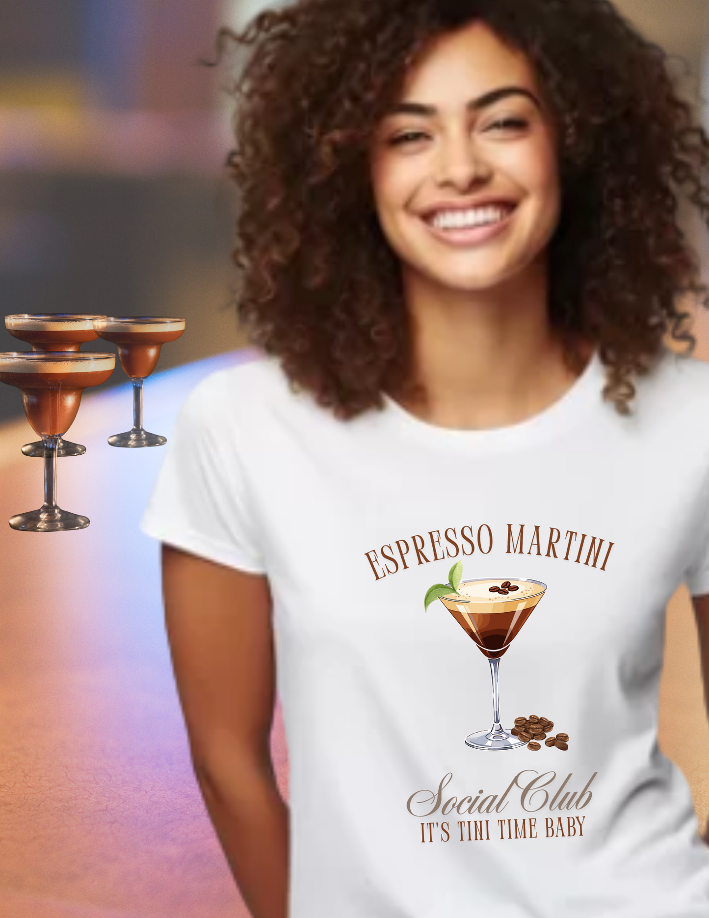 Espresso Martini Social Club T-Shirt — 'It's Tini Time' Cocktail Tee