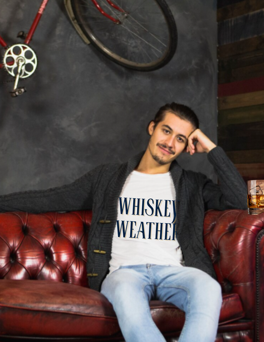 Whiskey Weather T-Shirt – Vintage Script Fall Drinking Tee